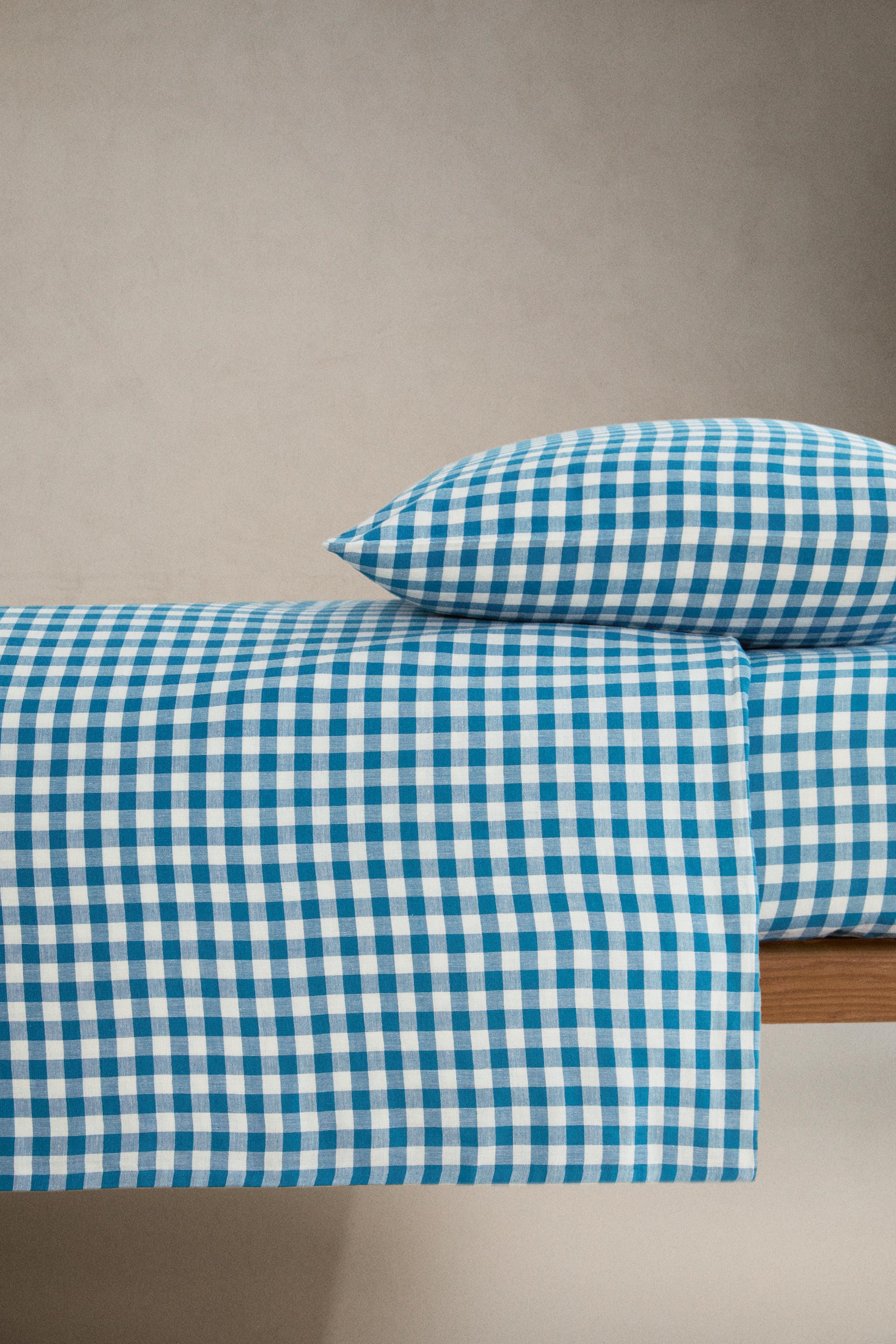 DRAP-HOUSSE ENFANT EN GAZE À CARREAUX